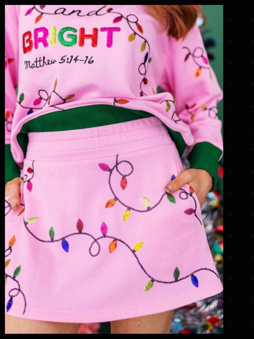 Merry & Bright Christmas Lights Skort